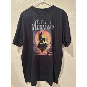 NWT Disney The Little Mermaid Neon Silhouette Black Tee sz XL